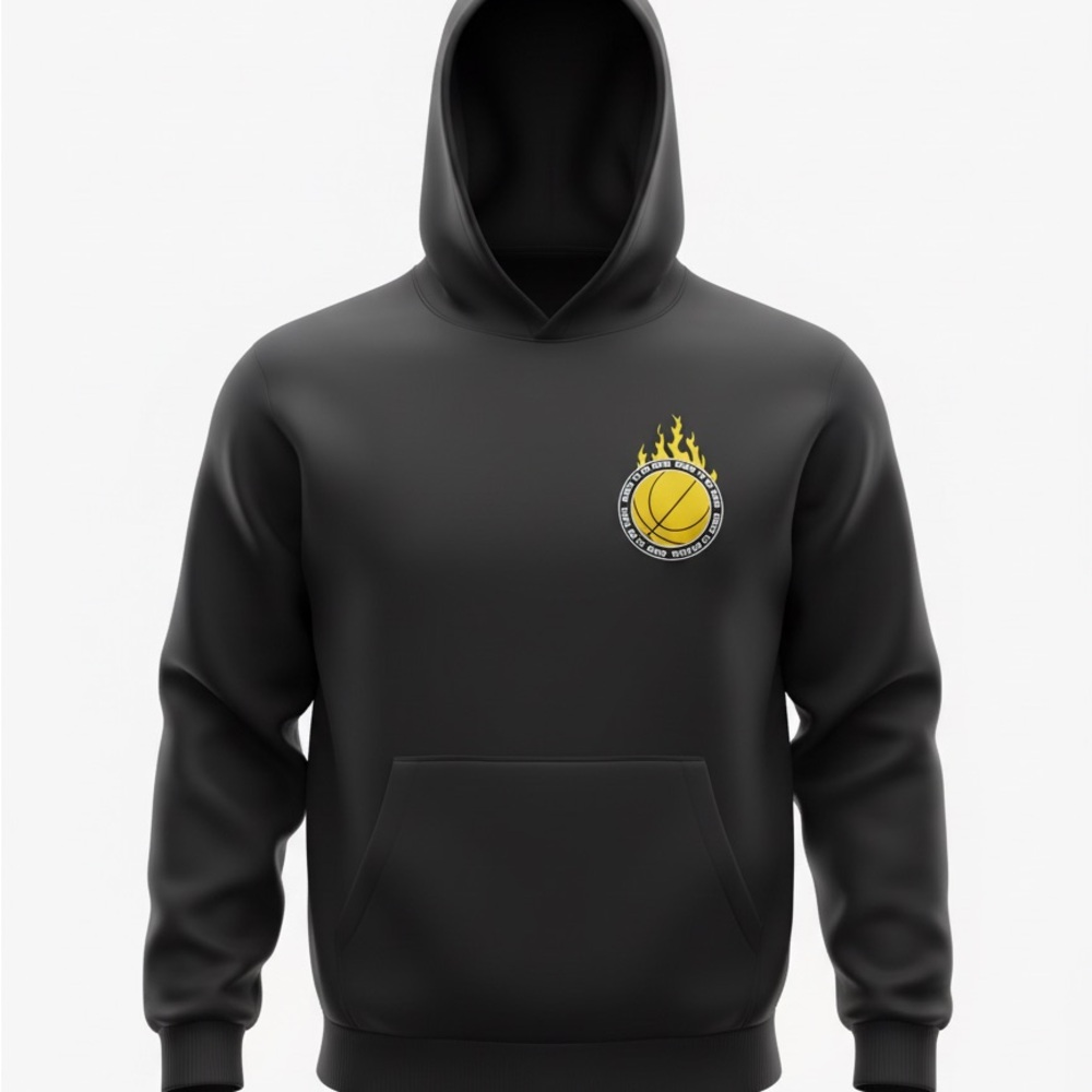 NWT Black Hoodie with Basketball Flame “Born to be Free” Men’s Size X-Large